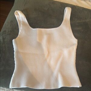 White Ribbed Tank Top